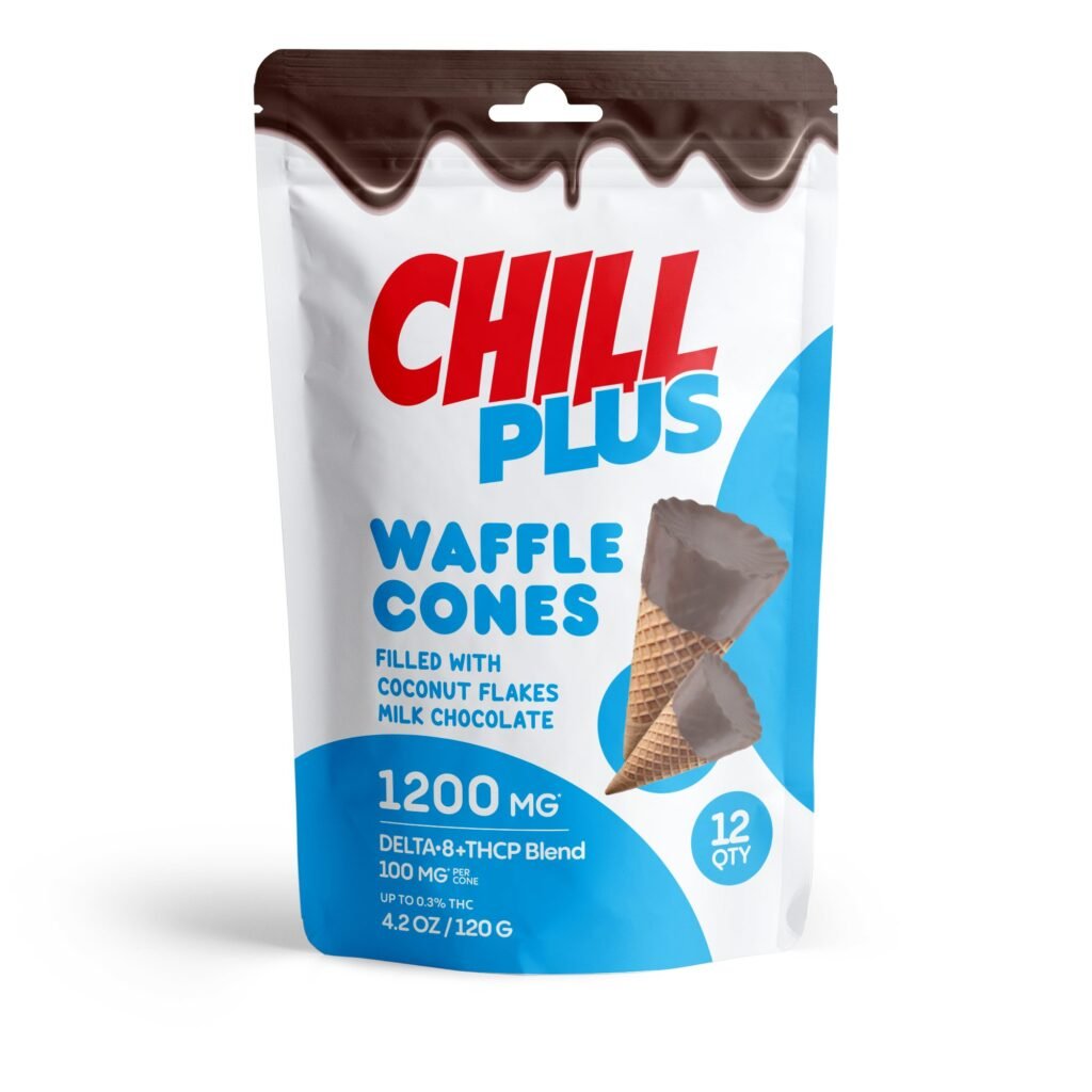 100mg Coconut Flakes + Milk Chocolate Waffle Cones - D8, THCP - Chill Plus (1200mg)