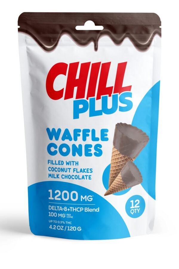 100mg Coconut Flakes + Milk Chocolate Waffle Cones - D8, THCP - Chill Plus (1200mg)