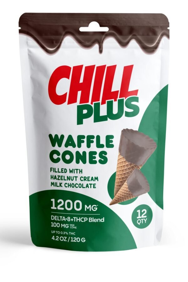 100mg Hazelnut Cream + Milk Chocolate Waffle Cones - D8, THCP, Chill Plus (1200mg)