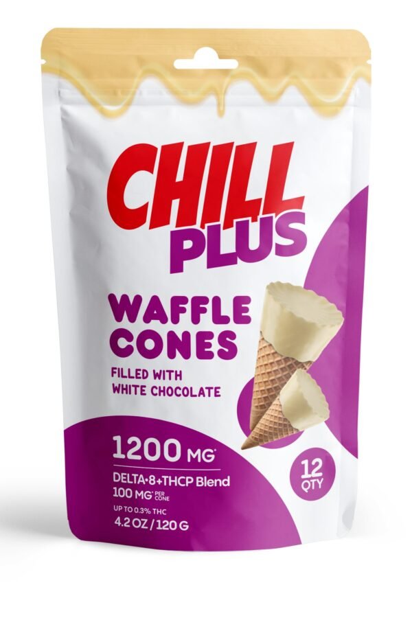 100mg White Chocolate Waffle Cones - D8, THCP - Chill Plus (1200mg)