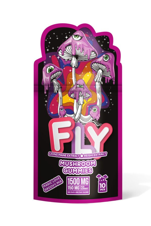 150mg D8, D9, Mushroom Gummies - Magic Love Groovy Mix - Fly (1500mg)