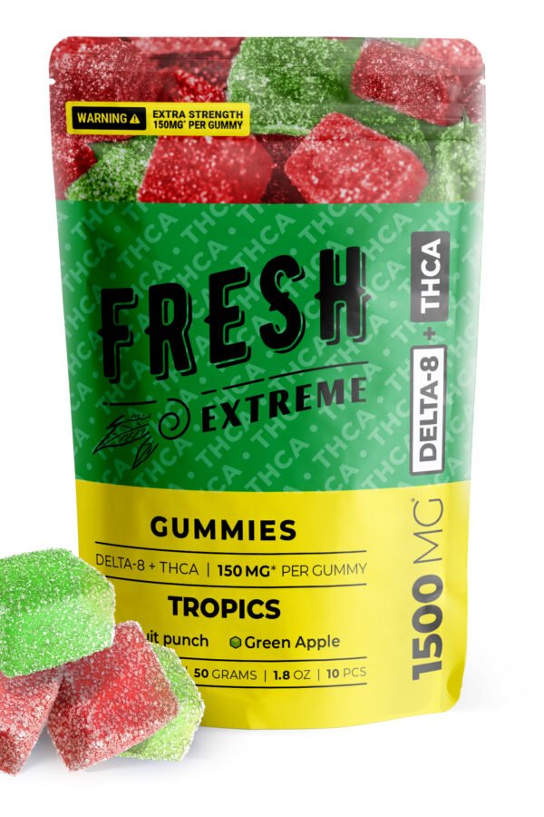 150mg THCA, D8 Gummies - Tropics - Fresh (1500mg)