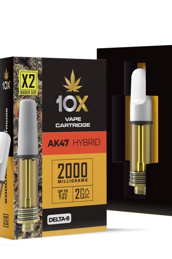 2000mg D8 Vape Cart - AK47 - Hybrid - 2ml - 10X