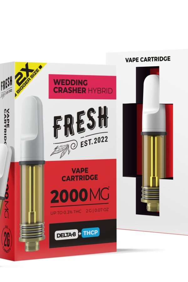 2000mg THCP, D8 Vape Cart - Wedding Crasher - Hybrid - 2ml - Fresh