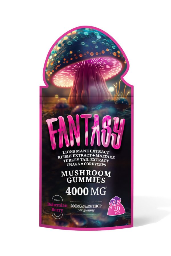 200mg D8, D9, THCP, Mushroom Gummies - Bohemian Berry - Fantasy (4000mg)