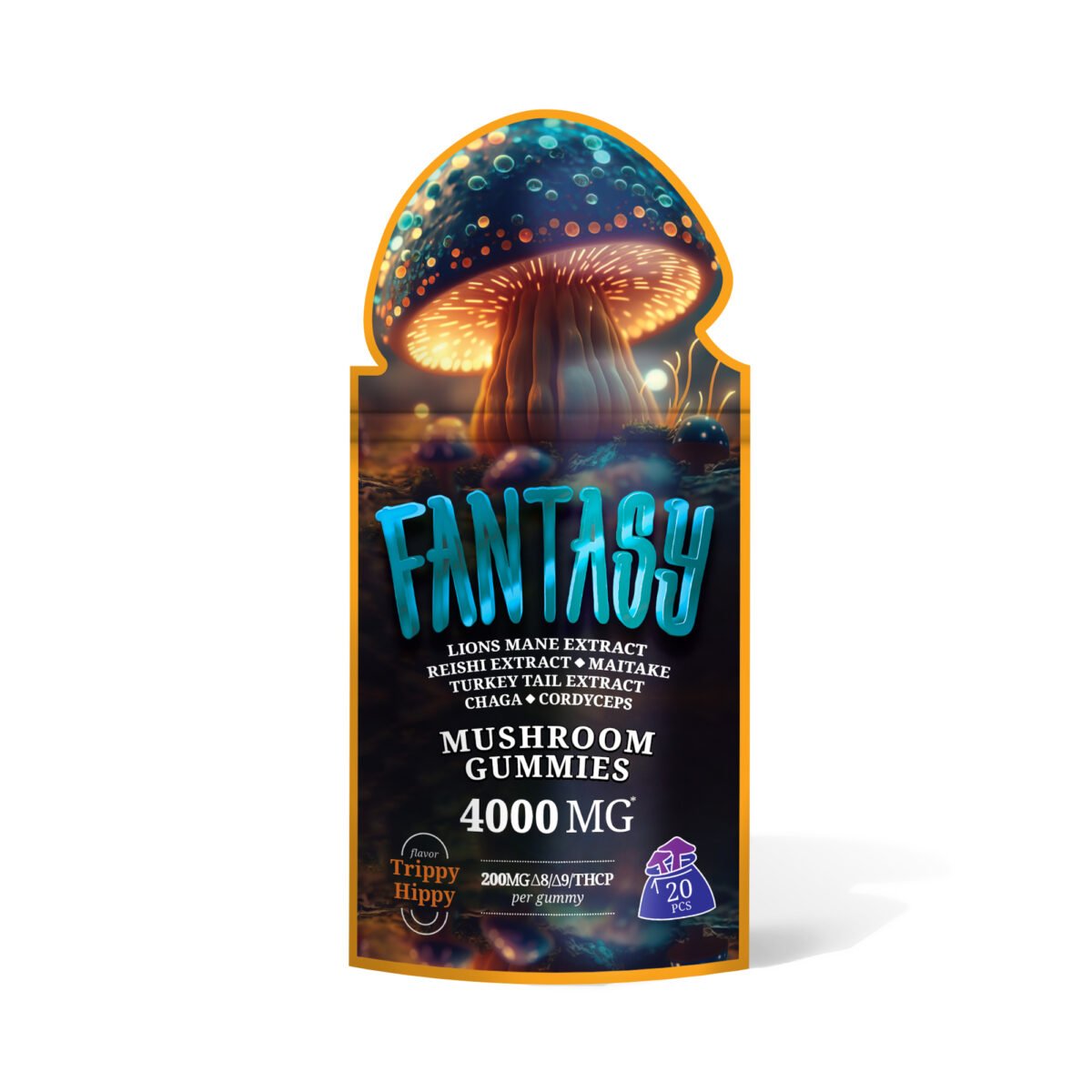 200mg D8, D9, THCP, Mushroom Gummies - Trippy Hippy - Fantasy (4000mg)