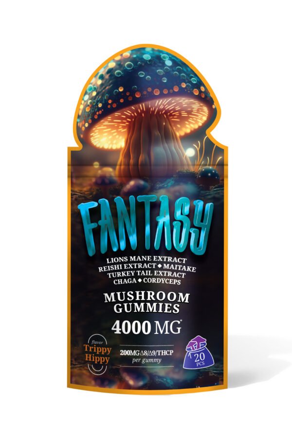 200mg D8, D9, THCP, Mushroom Gummies - Trippy Hippy - Fantasy (4000mg)