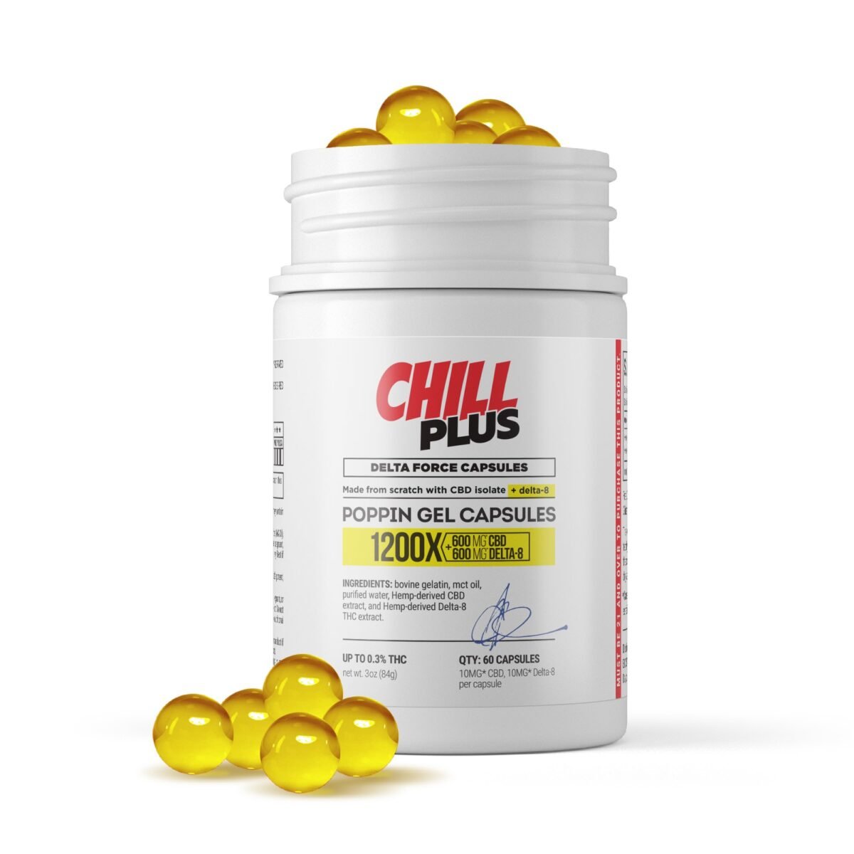 20mg CBD, D8 Capsules - 60ct - Chill Plus (1200mg)