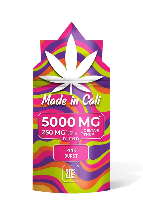 250mg D8, THCP Gummies - Pink Burst - Made in Cali (5000mg)