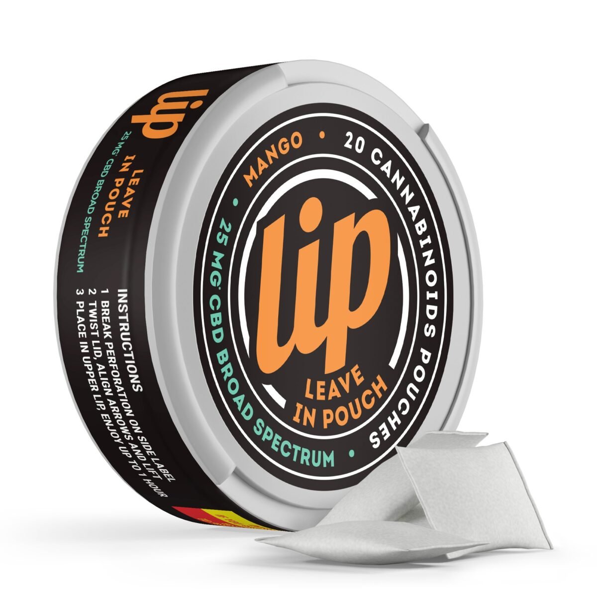 25mg Broad Spectrum CBD Dip Pouches - Mango - Lip (500mg)