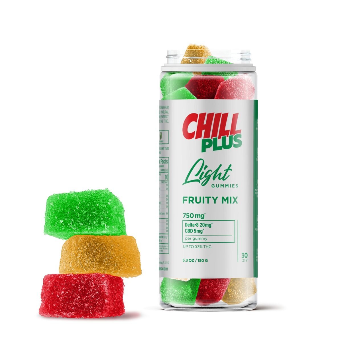 25mg CBD, D8 Gummies - Fruity Mix - Chill Plus (750mg)