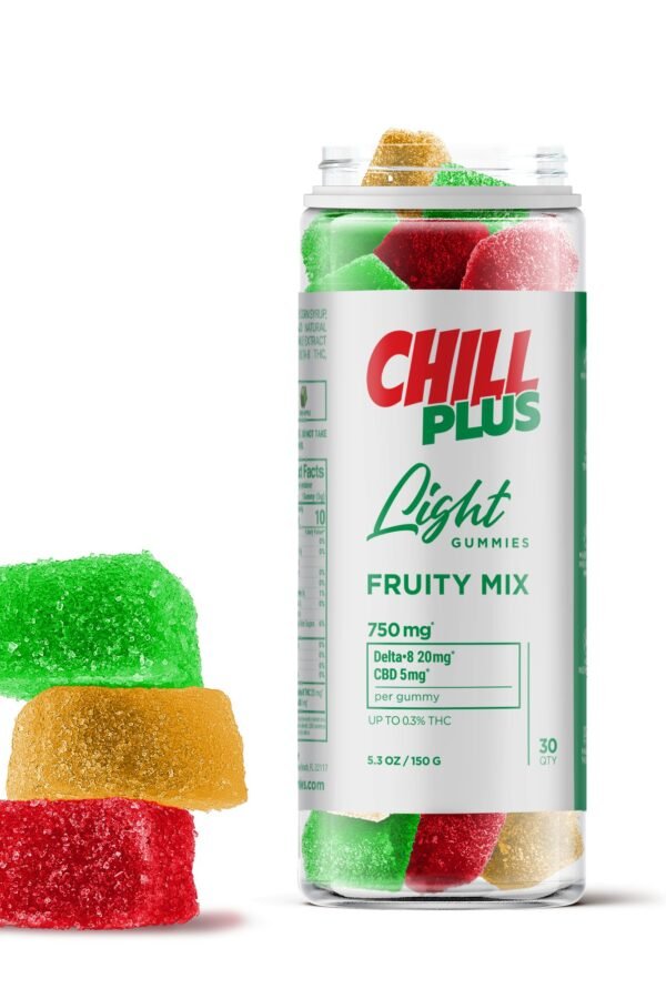 25mg CBD, D8 Gummies - Fruity Mix - Chill Plus (750mg)