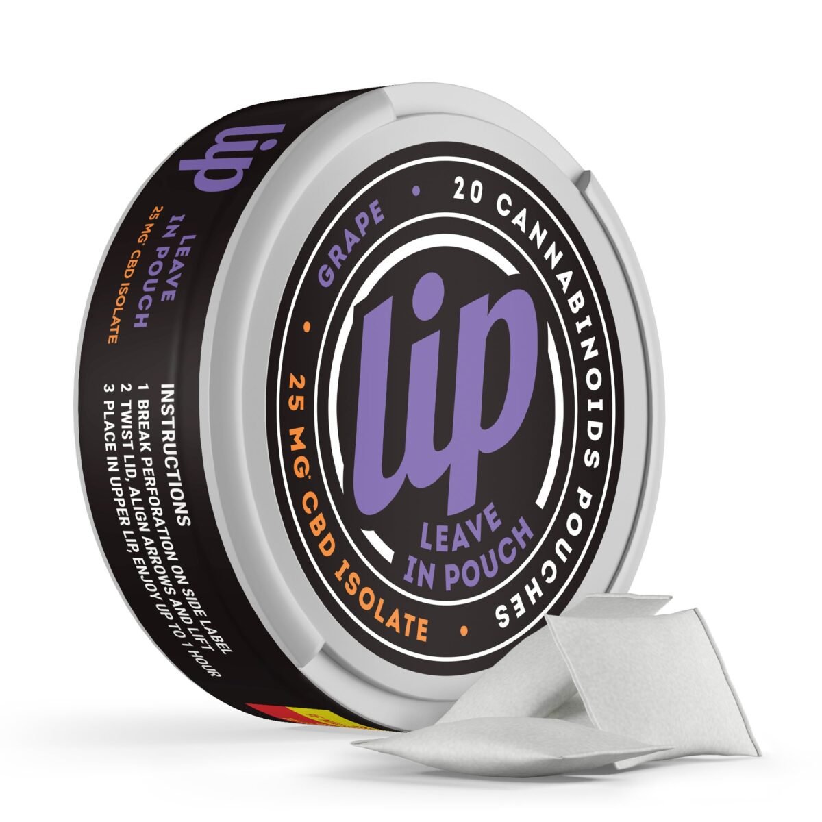 25mg CBD Isolate Dip Pouches - Grape - Lip (500mg)