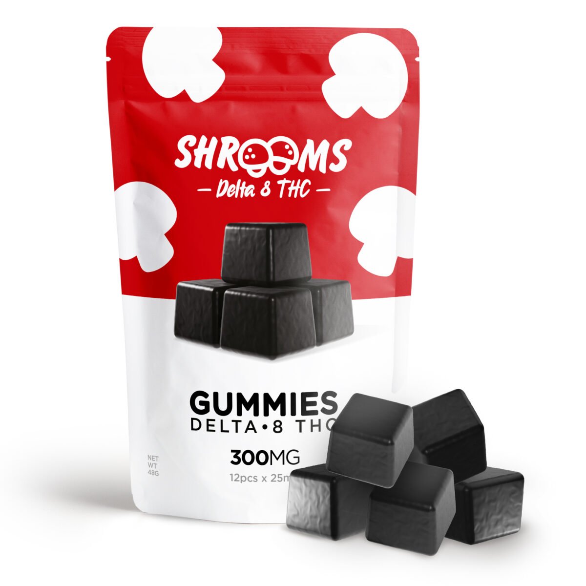 25mg D8, Mushroom Gummy Pouch - Shrooms (300mg)