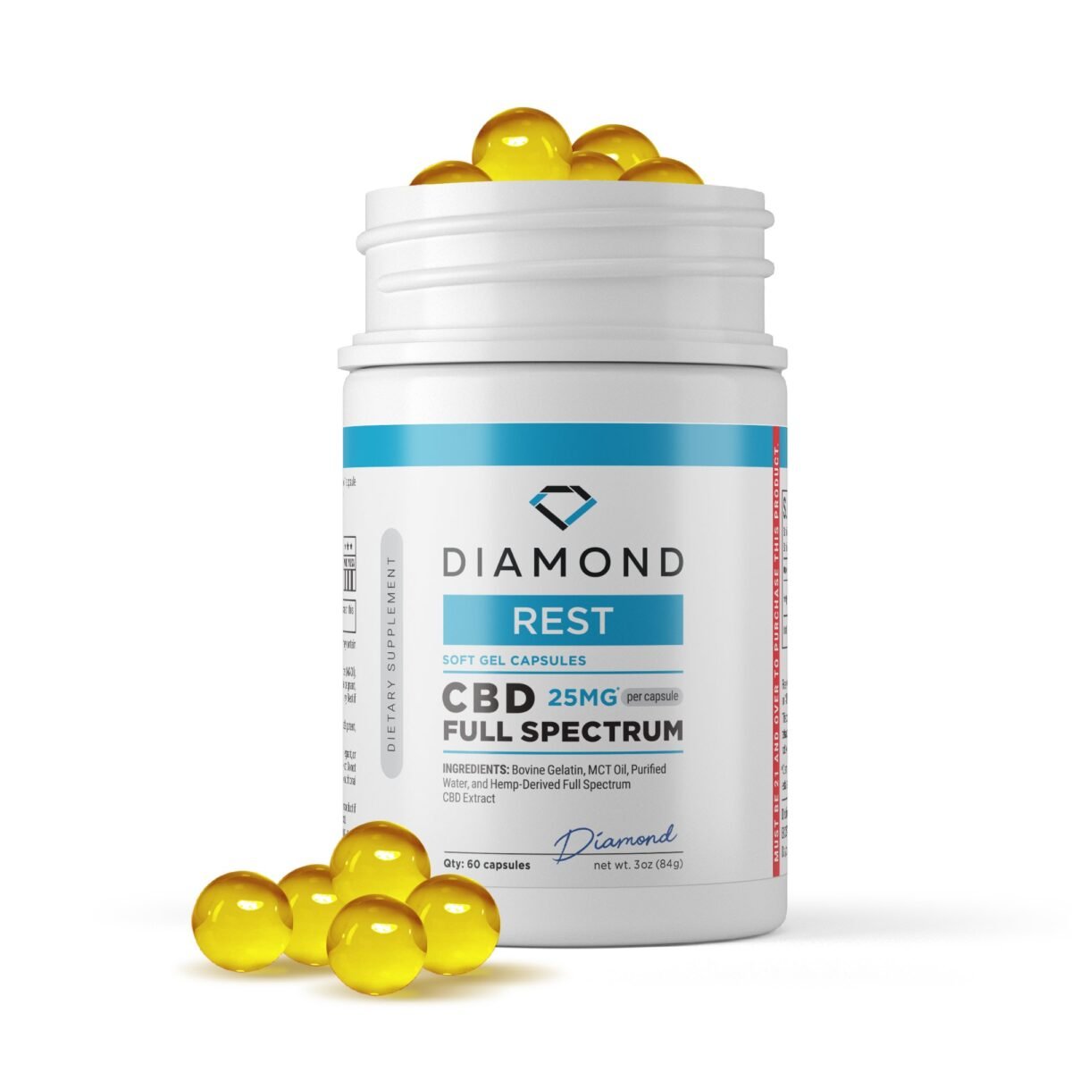 25mg Full Spectrum CBD Capsules - 60ct - Diamond (1500mg)