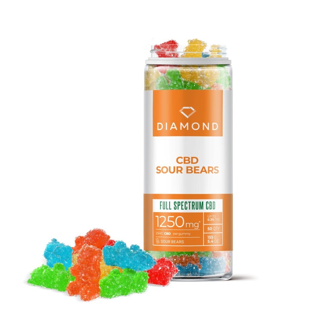 25mg Full Spectrum CBD Sour Bears - Diamond CBD (1250mg)