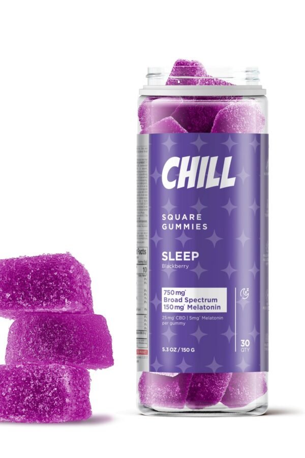 30mg Sleep Gummies - Broad Spectrum CBD, Melatonin - Blackberry - Chill (900mg)