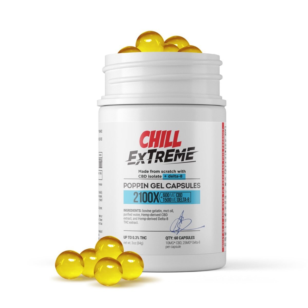 35mg CBD, D8 Capsules - 60ct - Chill Extreme (2100mg)