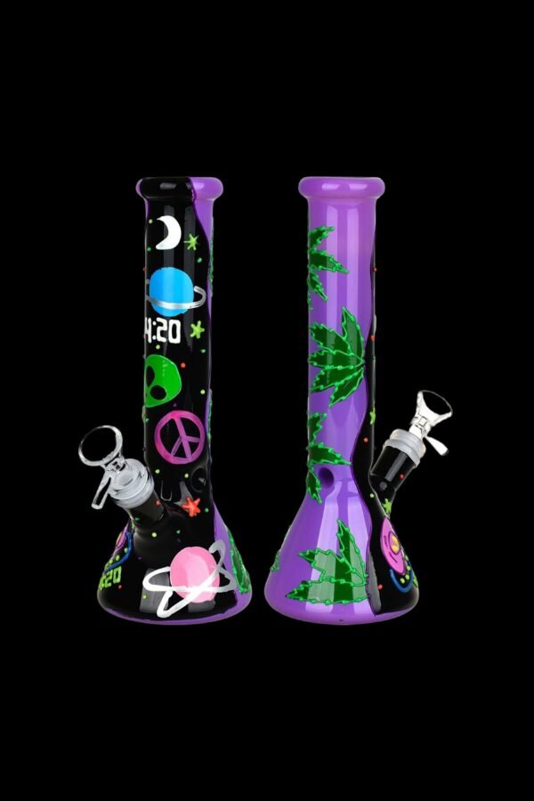 420 Beam Me Up Beaker Glow In The Dark Water Pipe