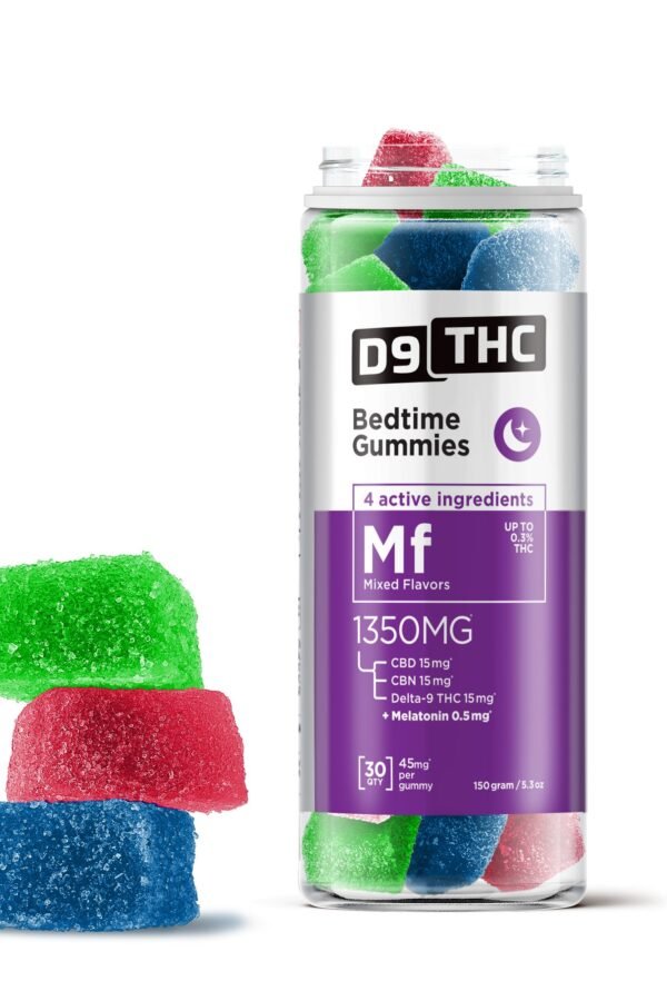 45mg Bedtime Gummies - CBD, CBN, D9 - D9 THC (1350mg)