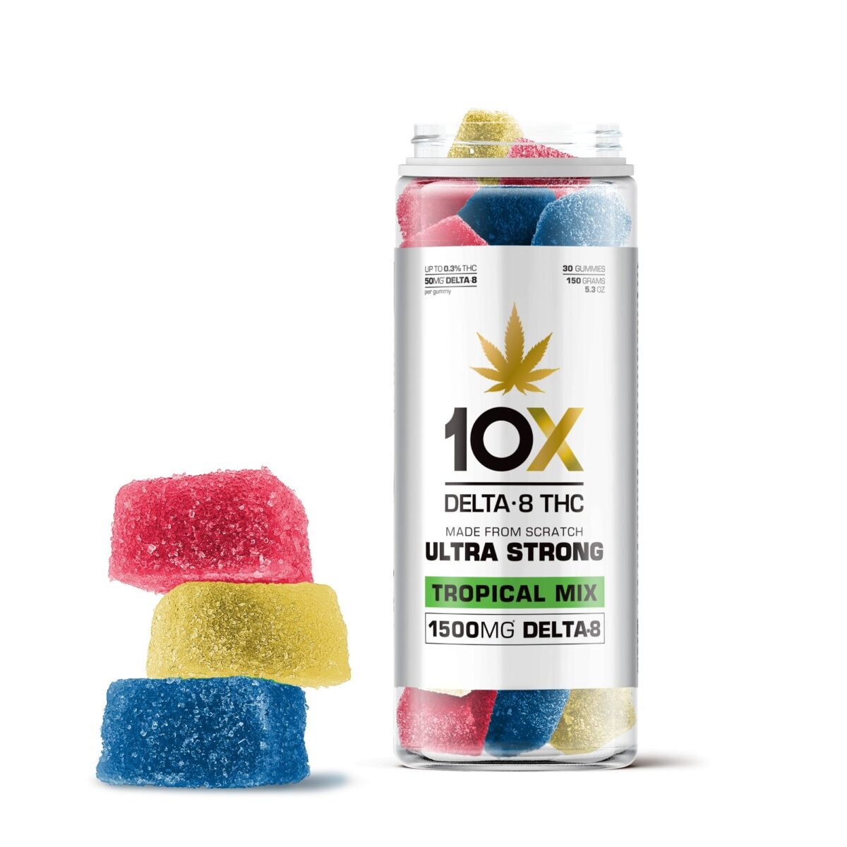 50mg Delta 8 THC Gummies - Tropical Mix - 10X (1500mg)