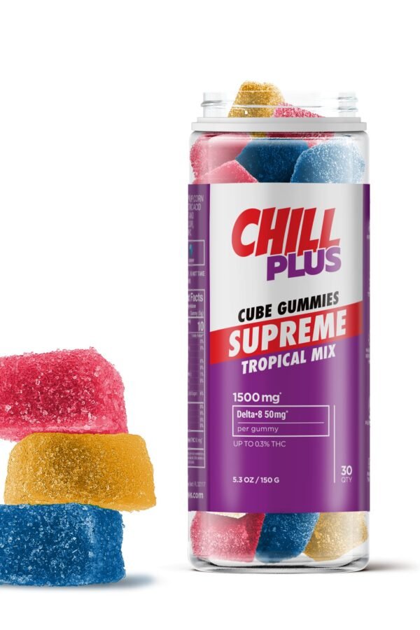 50mg Delta 8 THC Gummies - Tropical Mix - Chill Plus (1500mg)