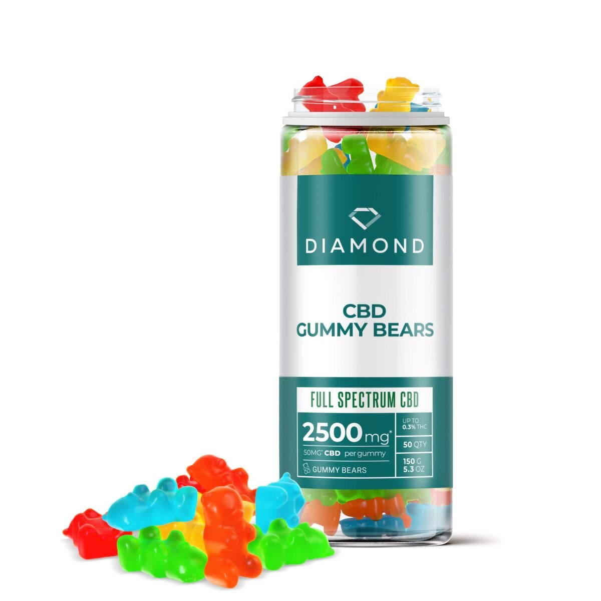 50mg Full Spectrum CBD Gummy Bears - Diamond CBD (2500mg)