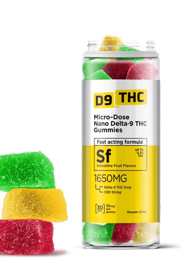 55mg Micro-Dose Nano Gummies - CBD, D9 - D9 THC (1650mg)