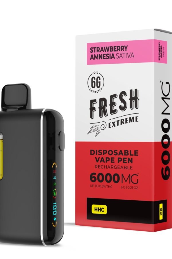 6000mg HHC Vape Pen - Strawberry Amnesia - Sativa - 6ml - Fresh