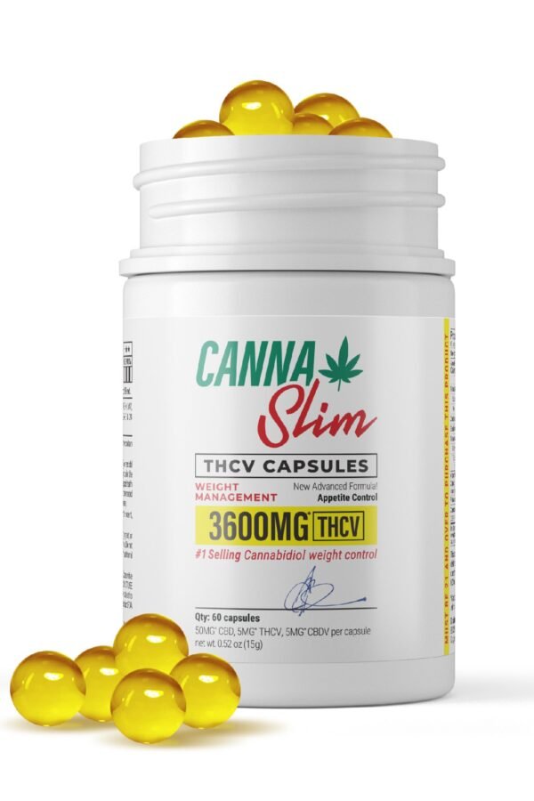 60mg CBD, THCV, CBDV Capsules - 60ct - Canna Slim (3600mg)