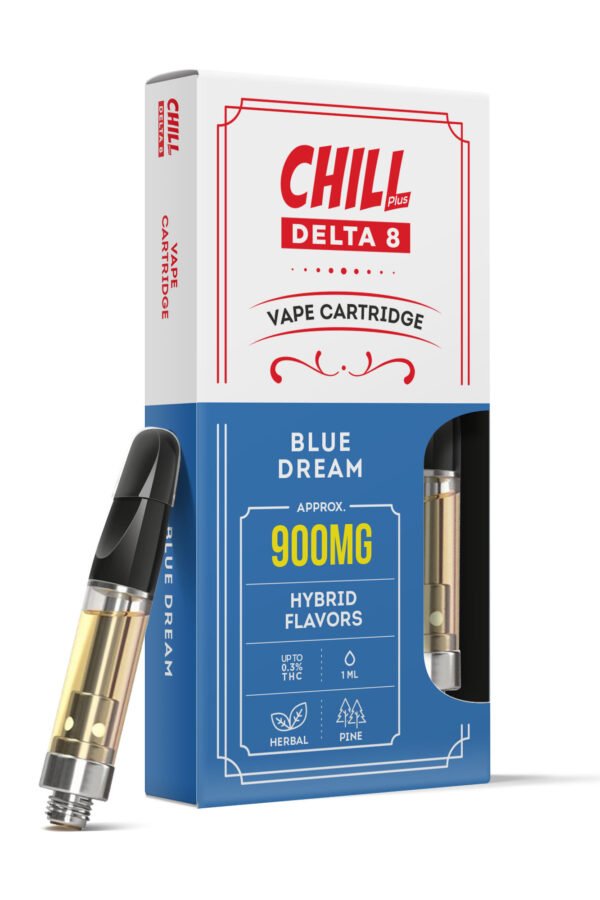 900mg D8 Vape Cart - Blue Dream - Hybrid - 1ml - Chill Plus