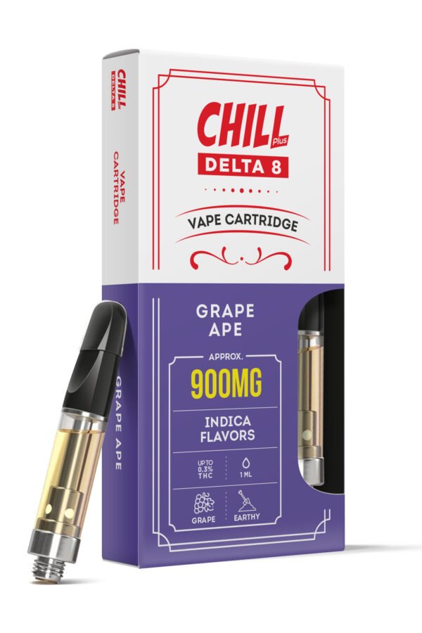 900mg D8 Vape Cart - Grape Ape - Indica - 1ml - Chill Plus