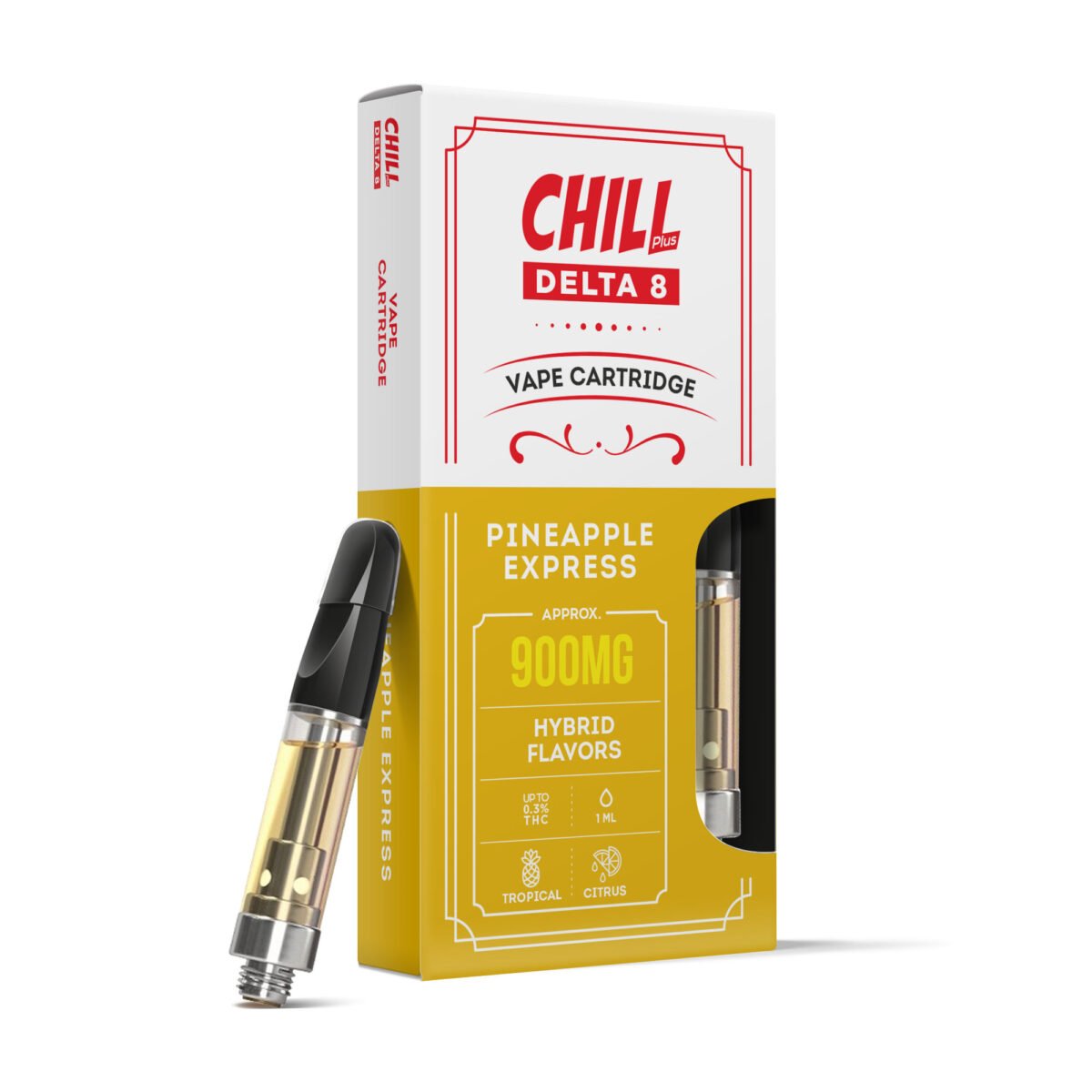 900mg D8 Vape Cart - Pineapple Express - Hybrid - 1ml - Chill Plus