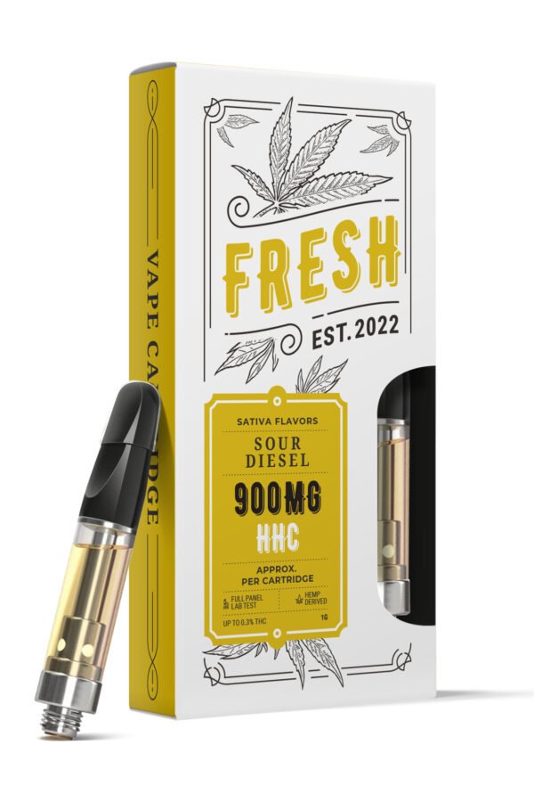 900mg HHC Vape Cart - Sour Diesel - Sativa - 1ml - Fresh