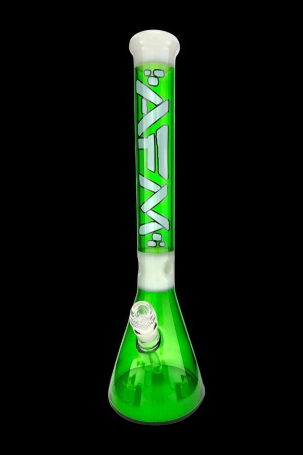 AFM Glass Pulsar Color Glass Beaker Bong - Forest Green/ Ivory