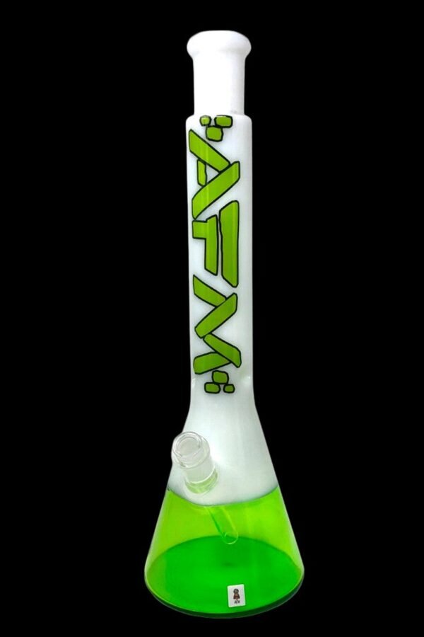 AFM Glass Quasar Glass Beaker Bong - Ivory/ Lime