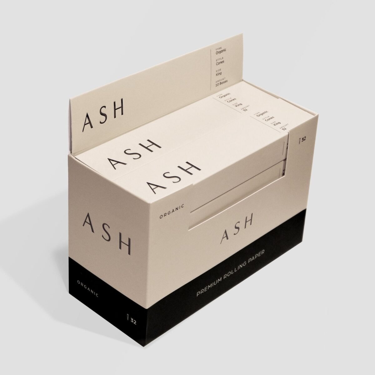 ASH Pre-rolled Cones / Organic / 32 count / Box