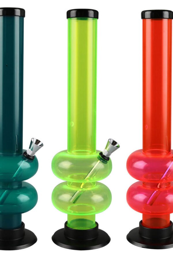 Acrylic Double Bubble Water Pipe - 12"" / Colors Vary