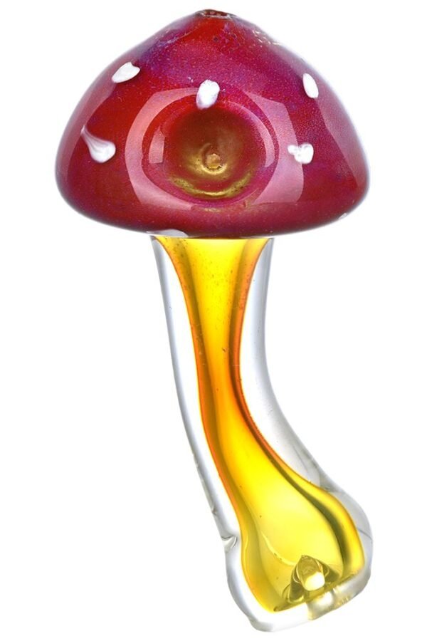 Amanita Mushroom Fumed Glass Hand Pipe - 4.75""