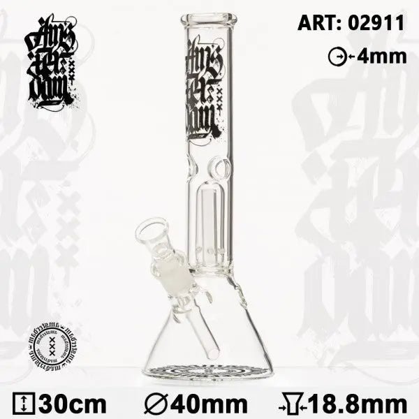 Amsterdam / 12"" Clear Glass Water Pipe w/ Dome Perc