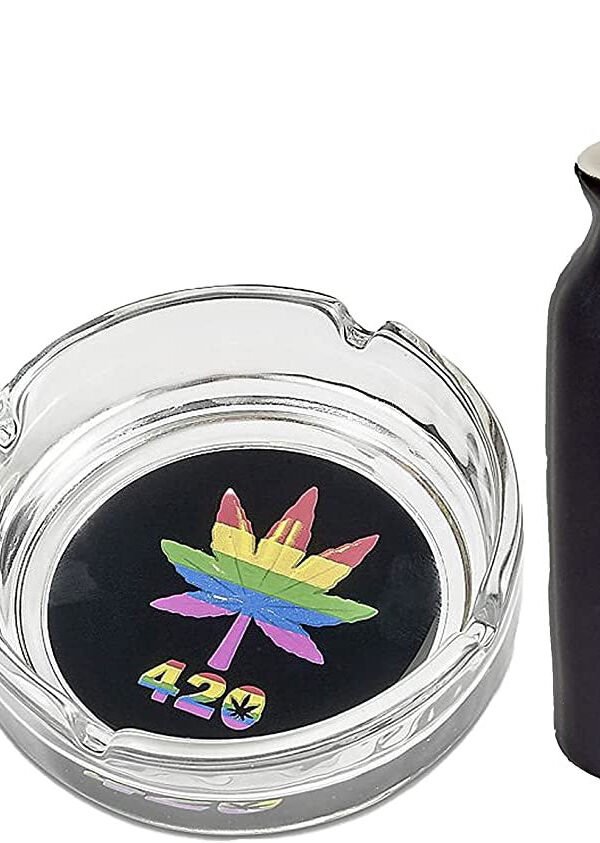 Ashtray and Stash Jar set - Rainbow leaf