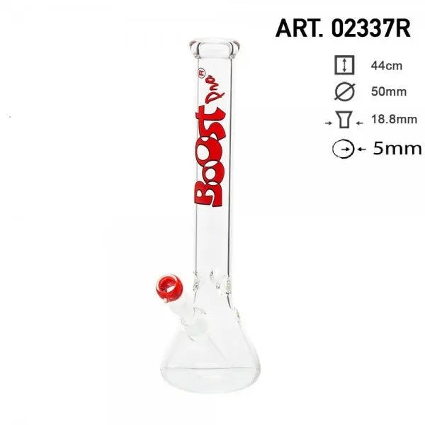 Boost / 17"" Red Beaker Base Glass Water Pipe