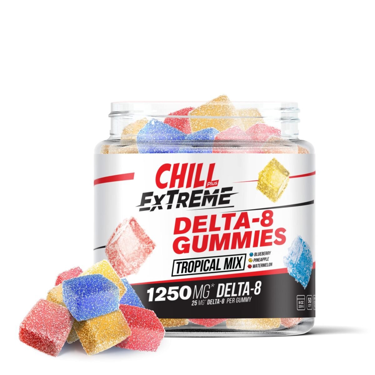 CBD, D8 Blend - Tropical Mix Gummies - Chill Extreme - 1250X