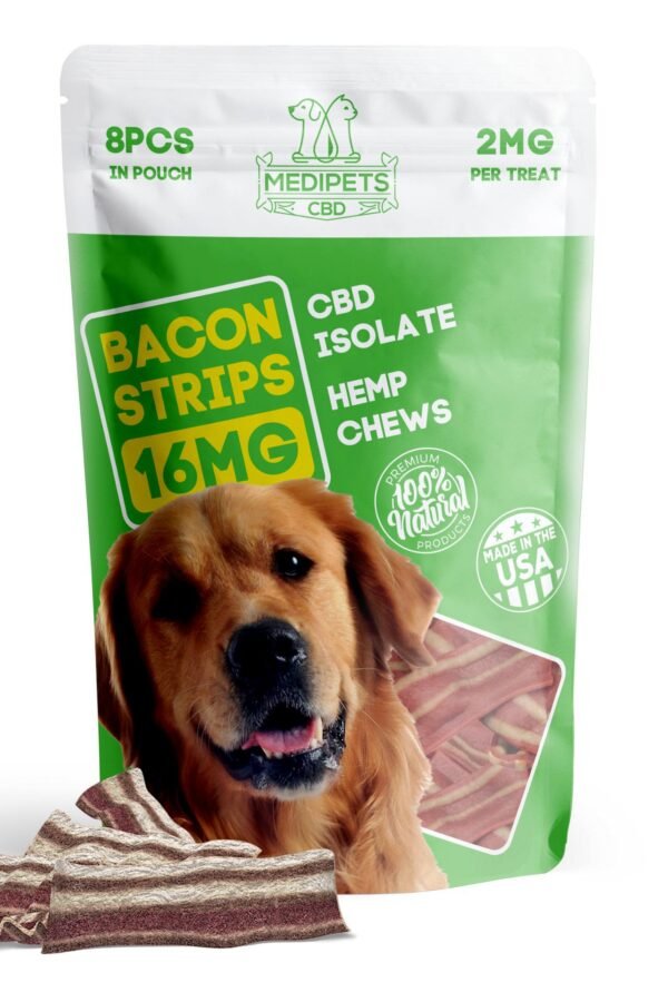 CBD Dog Treats - Bacon Strips - 16mg - MediPets