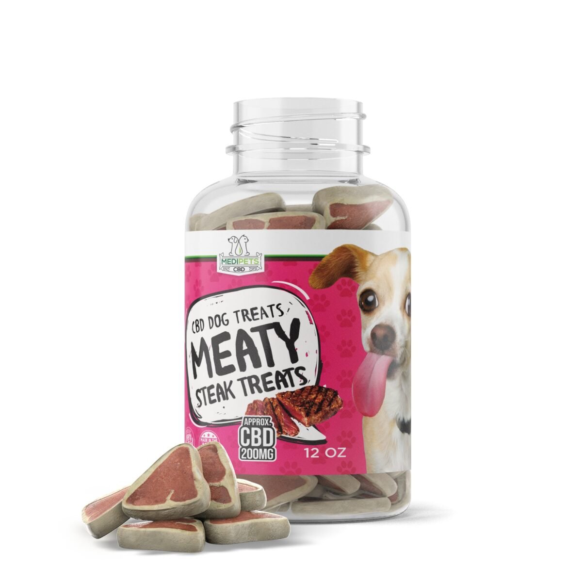 CBD Dog Treats - Meaty Steak Treats - 100mg - MediPets (200mg)