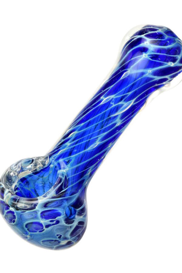 Cellular Blue Glass Spoon Pipe