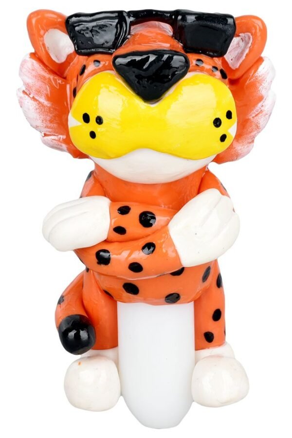 Cheezy Cheetah Enamel on Glass Hand Pipe - 5.5""