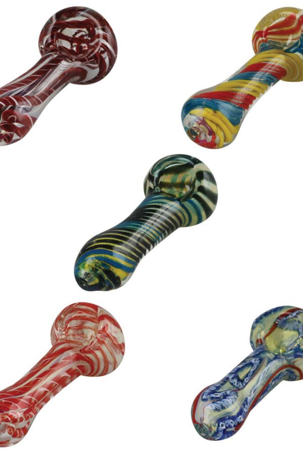 Color Swirl Spoon Pipe - 3.25"" / Colors Vary