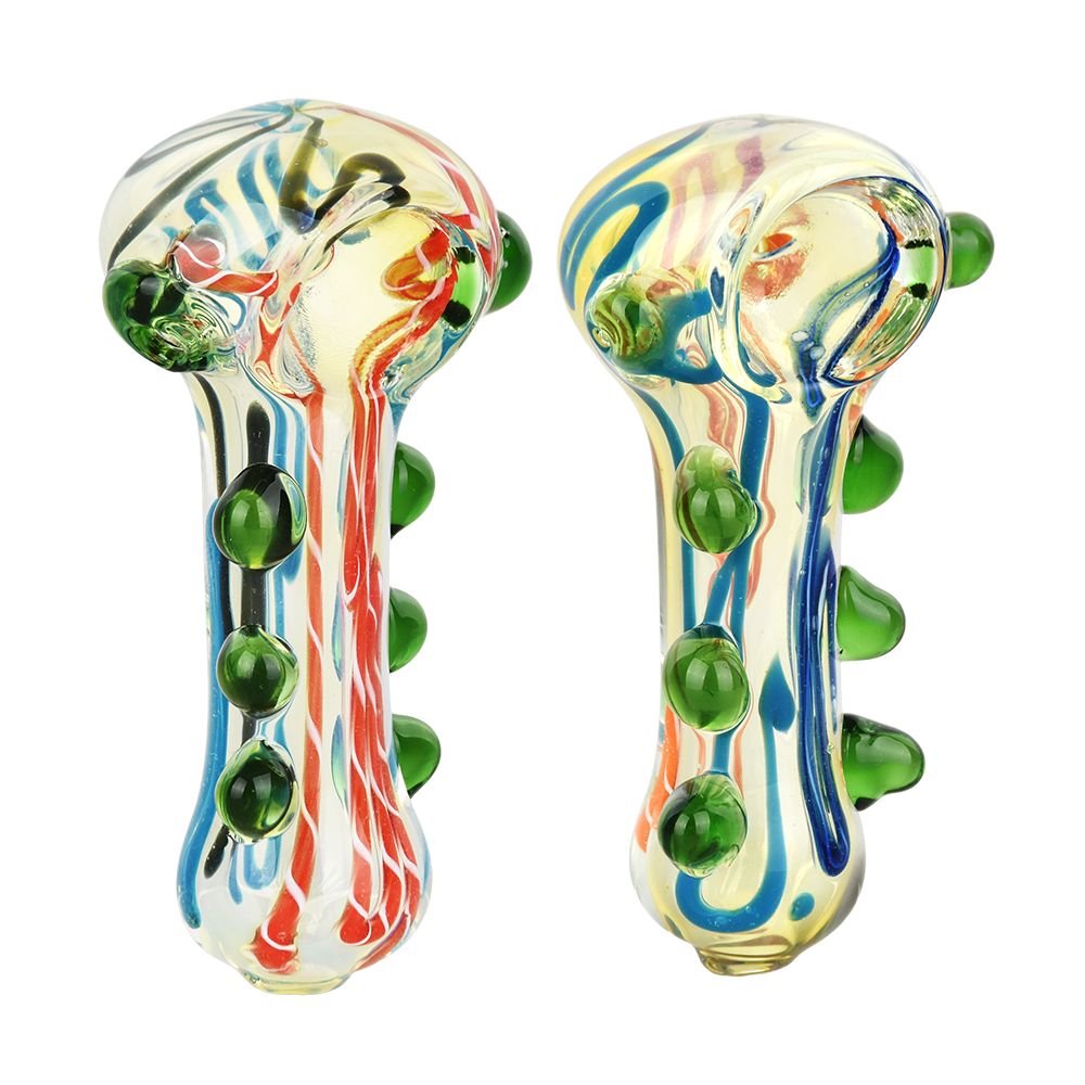 Conscious Flow Beaded Glass Spoon Pipe - 3"" / Colors Vary