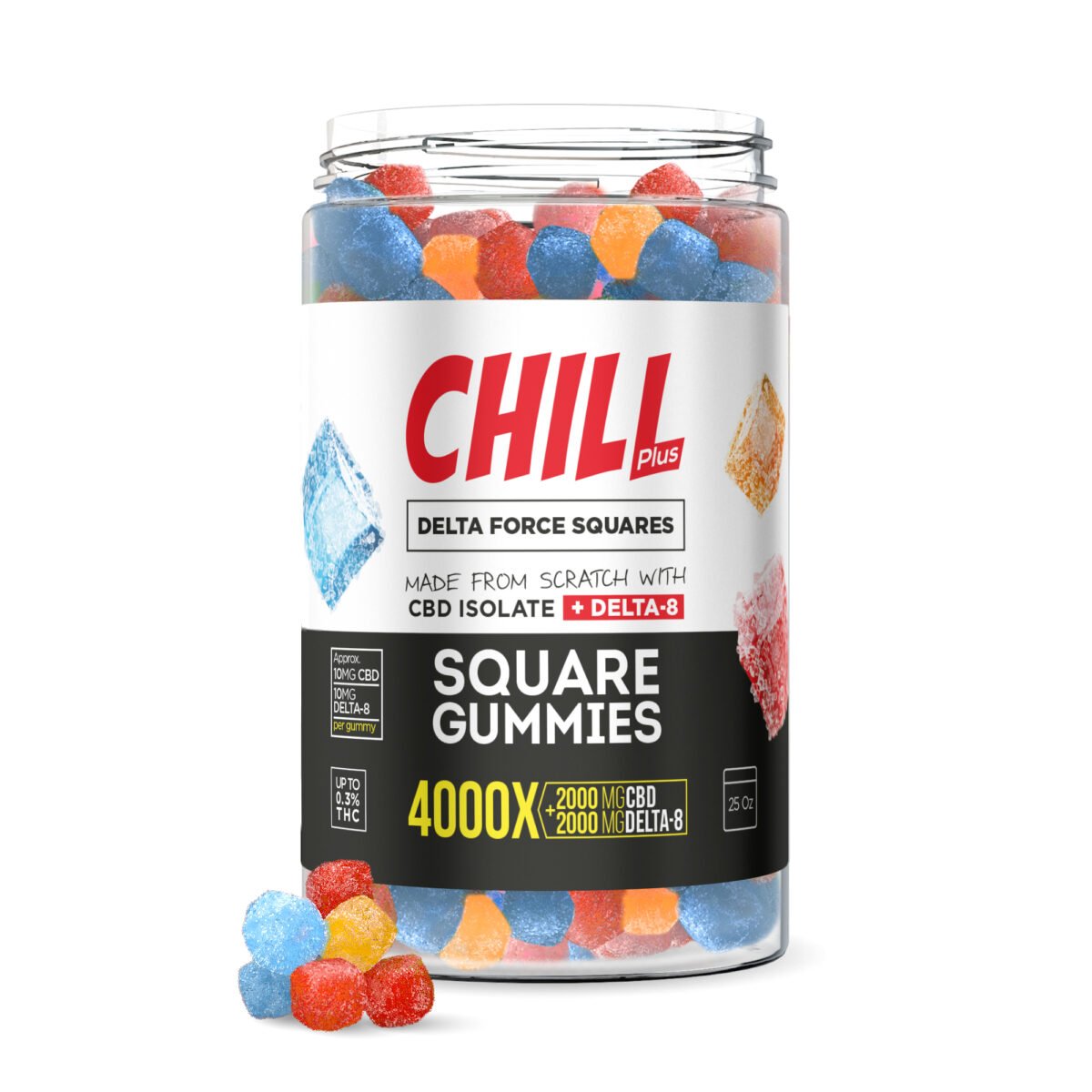 D8 & CBD Blend - Square Gummies - Chill Plus - 4000X